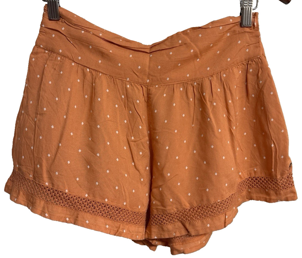 Roxy Women Shorts Size Small Eyelet Causal Orange White Crochet Flowy NWT New